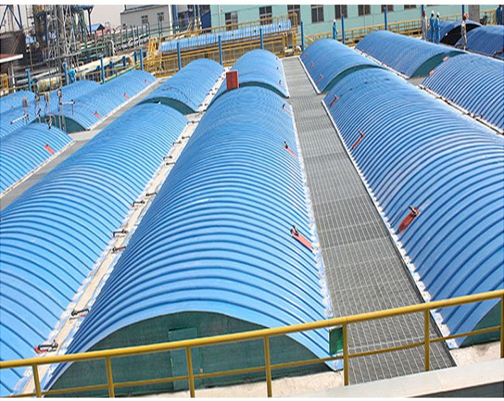 玻璃鋼污水池拱形蓋板廠家_玻璃鋼集氣罩廠家_污水池密封罩防雨罩